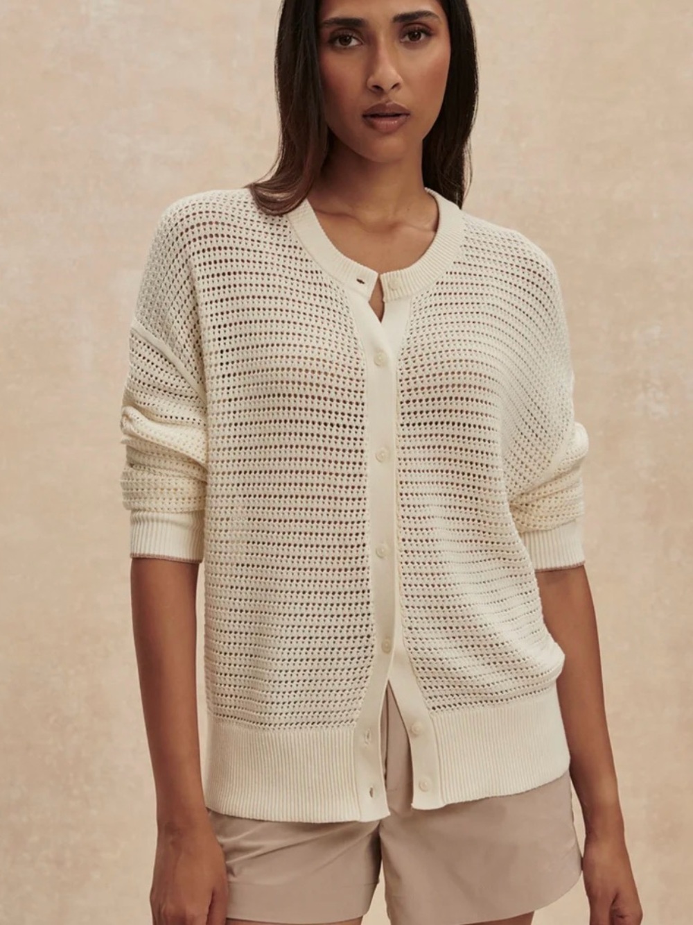 Varley Pembroke Knit Cardigan in Egret